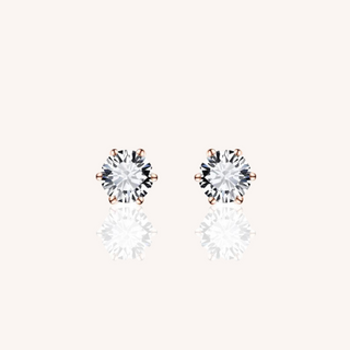 Gisser 6mm Rose Gold Plated 6-Claw CZ Stud Earrings