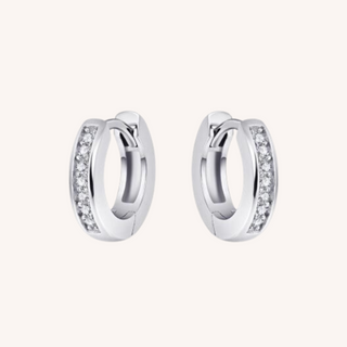 Gisser Silver Channel Set CZ 15mm Earrings