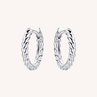 Gisser Silver Rope Medium Hoop Earrings