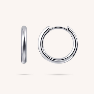 Gisser Silver Tube Medium Hoop Earrings