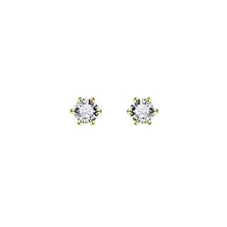 Gisser 4mm 6-Claw Yellow Gold Plated CZ Stud Earrings