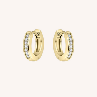 Gisser Gold Plated 15mm Channel CZ Hoop Earrings