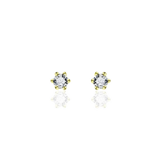 Gisser 3mm Gold Plated 6-Claw CZ Stud Earrings