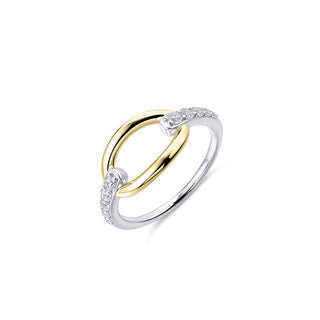 Two-toned ring with gold and silver colors on a white background