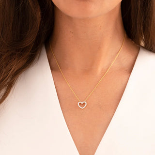 Gisser Gold Plated Silver Sparkling Heart CZ Outline Necklace
