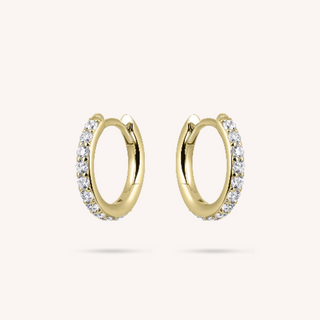 Gisser Gold Plated Sparkling Medium Hoop Earrings