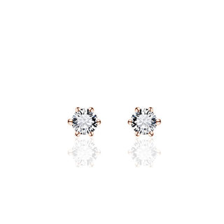 Gisser Rose Gold Plated 4mm 6-Claw CZ Stud Earrings