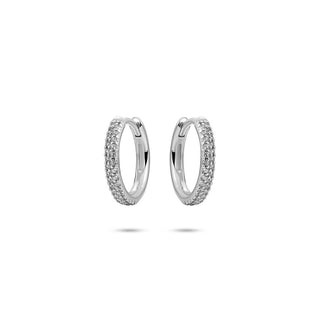 Gisser Silver 15mm Double Row Pavé Zirconia Hoops