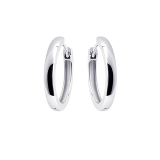 A pair of silver wide 22mm hoop earrings with a polished finish.