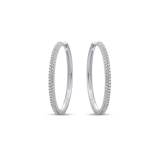 Gisser Silver 30mm Double Row Pavé Zirconia Hoops
