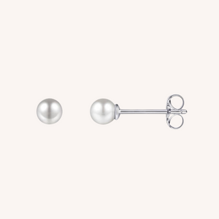 Gisser 4mm Silver Pearl Ear Studs