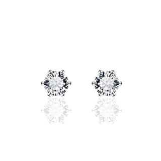 Gisser Silver 5mm 6-Claw CZ Stud Earring