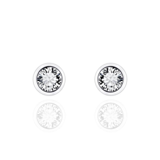 Gisser Silver 6mm CZ Bezel Set Stud Earrings