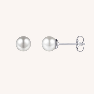 Gisser 6mm Silver Pearl Ear Studs