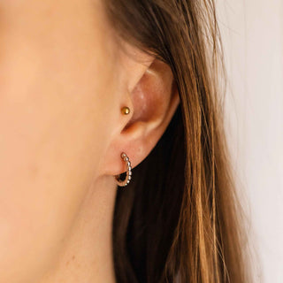 Gisser Silver Beaded Small 13.5mm Hoop Earrings