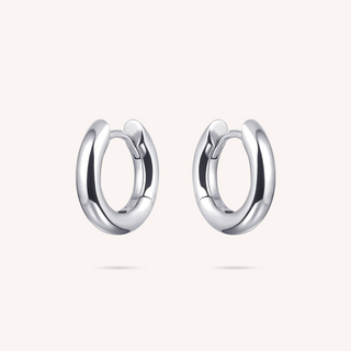 Gisser Silver Bold Tube Medium Hoop Earrings