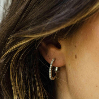Gisser Silver Pave CZ Large 22mm Hoop Earrings