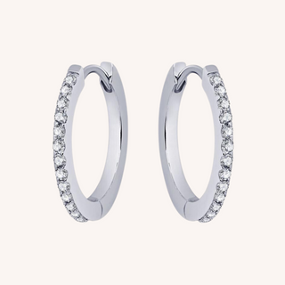 Gisser Silver Pave CZ Large Hoop Earrings