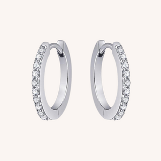 Gisser Silver Pave CZ Medium Hoop Earrings