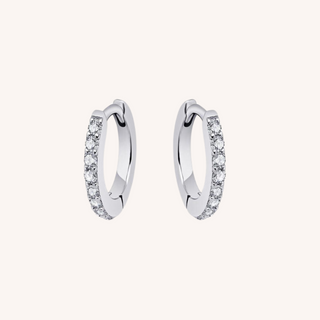 Gisser Silver Pave CZ Small Hoop Earrings