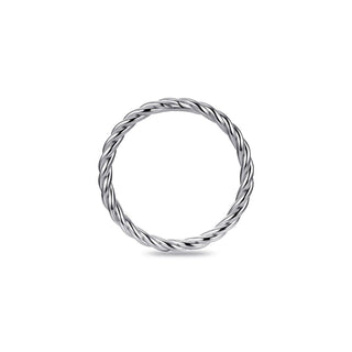 Silver twisted ring on a white background