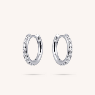 Gisser Silver Sparkling Medium Hoop Earrings