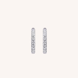 Gisser Silver Sparkling Medium Hoop Earrings