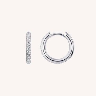 Gisser Silver Sparkling Medium Hoop Earrings