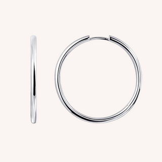 Gisser Silver Tube Statement Hoop Earrings