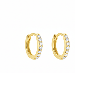 Gold Plated Silver 7mm CZ Huggie Hoop Earrings