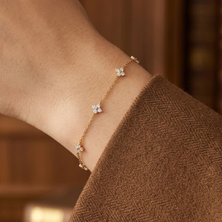 Gold Plated Silver CZ Fleur Bracelet