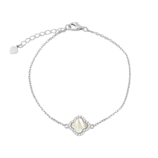 Silver Mother of Pearl Clover Bracelet