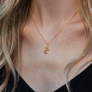 Gold Plated Silver Black Spinel Snake Pendant