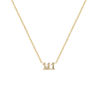 gold necklace with the numbers 111 