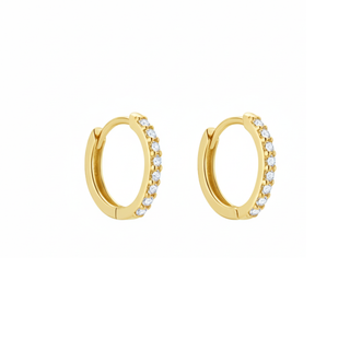 Gold Plated Silver 8mm CZ Huggie Hoop Earrings