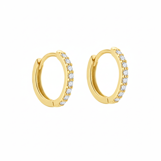 Gold Plated Silver 9mm CZ Huggie Hoop Earrings