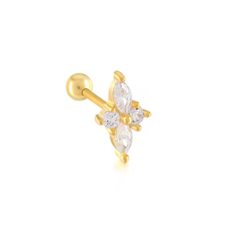 gold cartilage earring with four czs