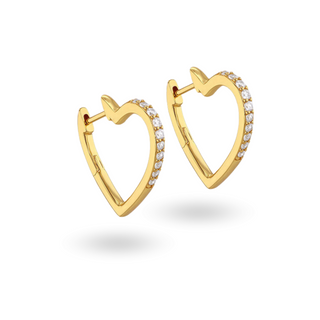 Gold Plated Silver CZ Heart Shaped Hoop Earrings