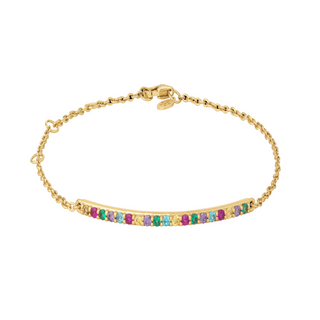 Gold Plated Silver Rainbow Sparkle CZ Bar Bracelet