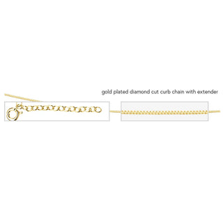 Gold-plated diamond cut curb chain with extender on a white background