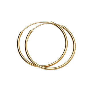 Gold hoop earrings on a white background