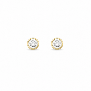 Pair of silver earrings with Cz on a white background