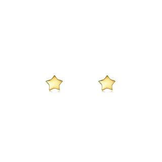 A pair of small gold star-shaped stud earrings on a plain white background.