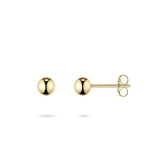 Gold ball earrings on a white background