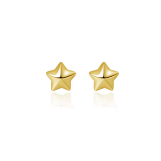 Gold star-shaped earrings on a white background