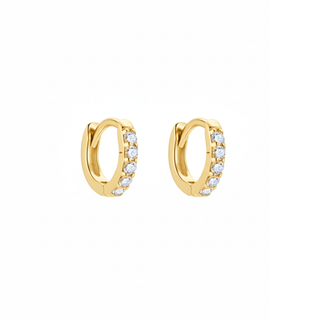 Gold Plated Silver 6mm CZ Huggie Hoop Earrings
