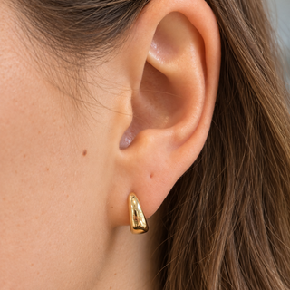 Gold Plated Silver 8mm Tapered Wide Huggie Hoops