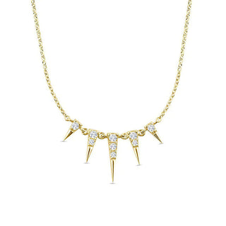 Gold Plated Silver CZ Geometric Spike Necklace