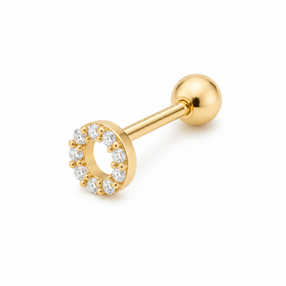 Gold Plated Silver CZ Halo Circle Cartilage Stud