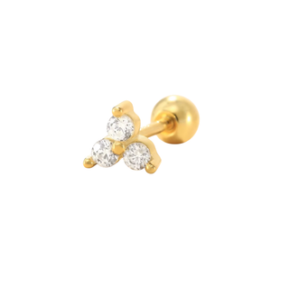 Gold Plated Silver Trefoil CZ Cartilage Stud